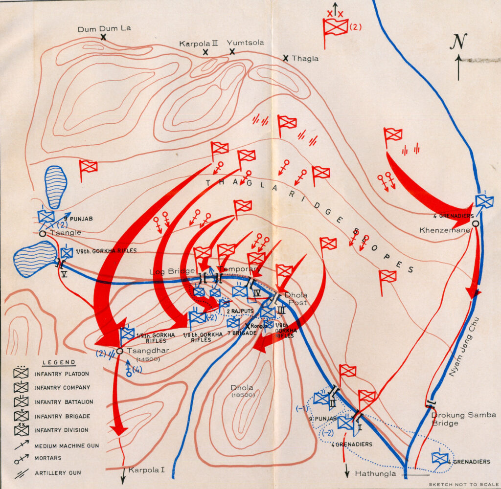 Map of the 1962 operations in the Namkha chu area