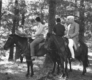 Horse riding with his grandsons Rajiv and Sanjay