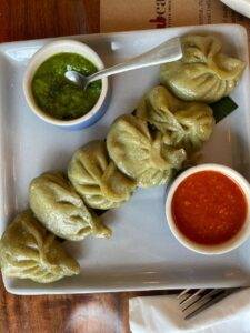 Spinach, Spring Onion and Water Chestnut Momos