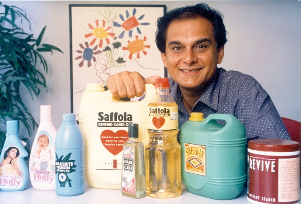 Pic C_ Harsh Mariwala with product range - early days