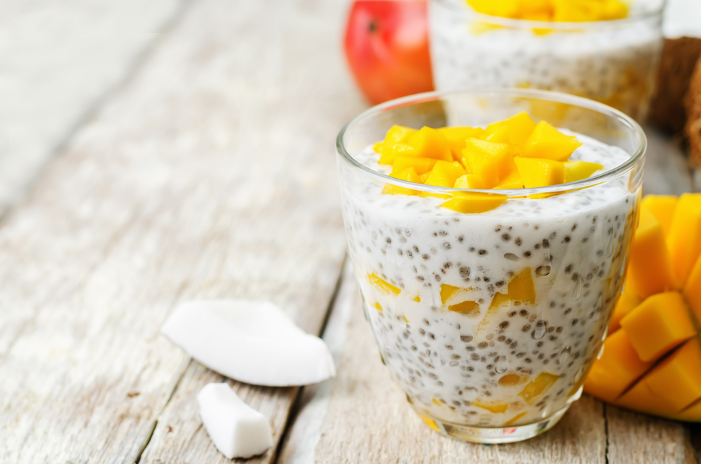 chia seeds in mango shake