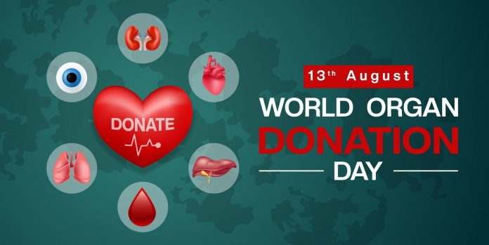 Screenshot 2026-08-12 104428 World Organ Donation Day banner with date 13th August and donation-themed icons (heart, organs).